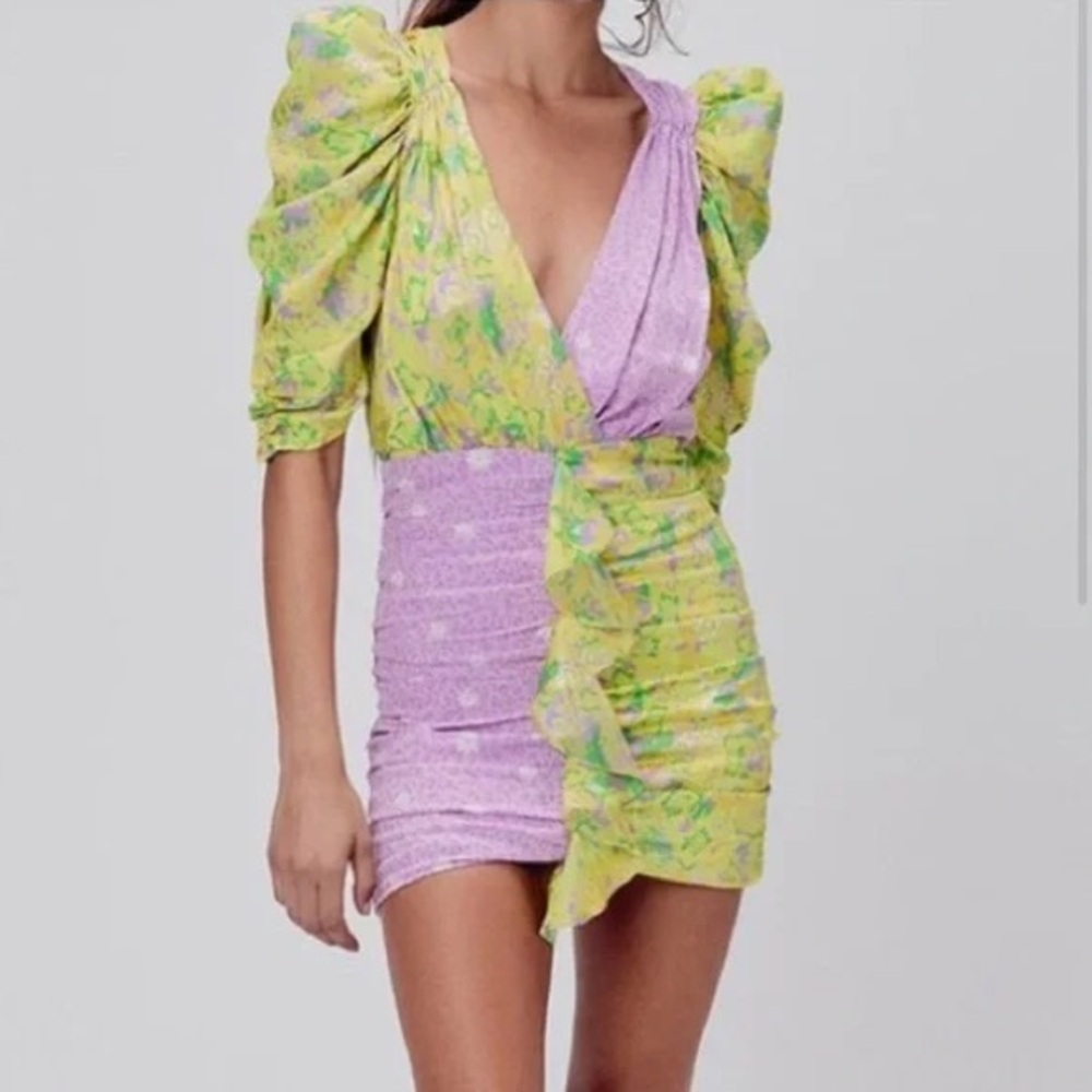 For Love And Lemons Dubois Mixed Print Mini Dress